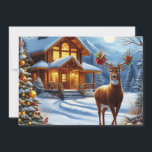 Christmas/Winter Deer Lodge Holiday Card<br><div class="desc">rustic</div>