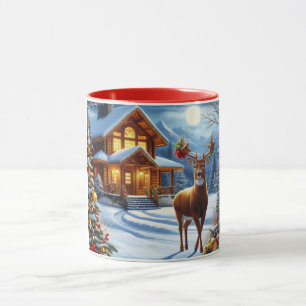 Christmas/Winter Deer Lodge Mug