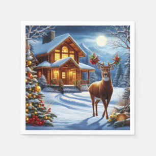Christmas/Winter Deer Lodge Napkin