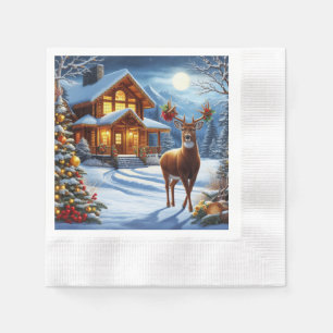 Christmas/Winter Deer Lodge Napkin