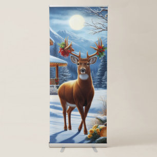 Christmas/Winter Deer Lodge Retractable Banner