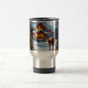Christmas/Winter Deer Lodge Travel Mug