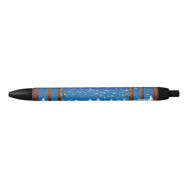 Christmas Winter Design Black Ink Pen (Front)
