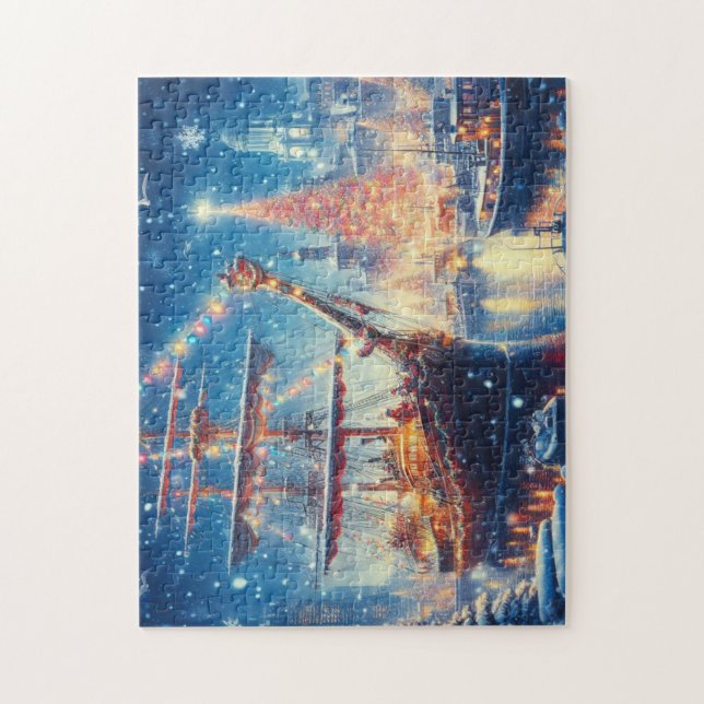 Christmas/Winter docked ship Jigsaw Puzzle (Vertical)