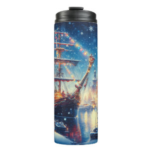 Christmas/Winter docked ship Thermal Tumbler