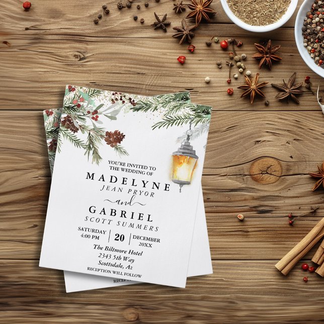 Christmas Winter Elegant Pine Drop Black Wedding F Flyer (Creator Uploaded)