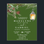 Christmas Winter Elegant Pine Drop Black Wedding   Flyer<br><div class="desc">One design per sheet. Budget invitations do not include envelopes. Flyers are printed on paper and not card stock. This design may be personalised in the area provided by changing the photo and/or text. Or it can be customised by clicking Personalise this Template and then choosing the click to customise...</div>