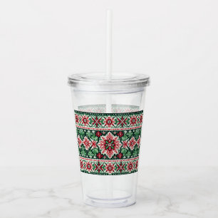 Christmas/Winter fair isle red & green Acrylic Tumbler