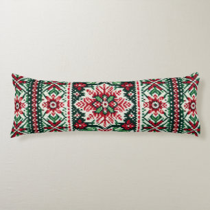 Christmas/Winter fair isle red & green Body Cushion