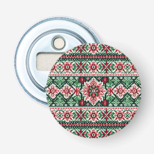 Christmas/Winter fair isle red & green Bottle Opener