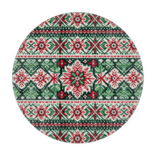 Christmas/Winter fair isle red & green Cutting Board