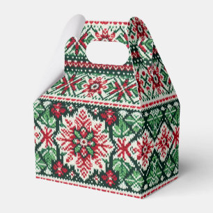 Christmas/Winter fair isle red & green Favour Box