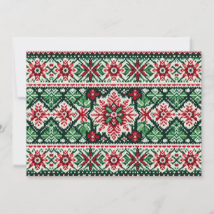 Christmas/Winter fair isle red & green Holiday Card