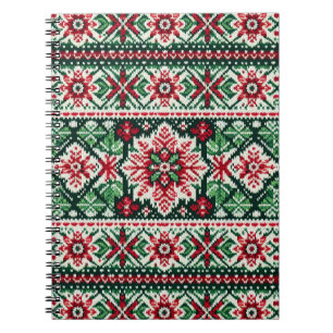 Christmas/Winter fair isle red & green Notebook