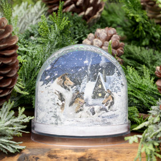 Christmas Winter Fairy Tale, Collies and Lambs - Snowglobe