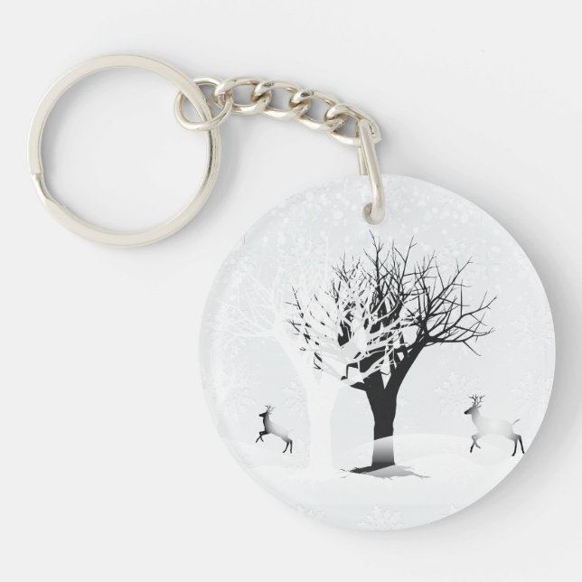 Christmas Winter Fairy Tale Fantasy Snowy Land Key Ring (Front)