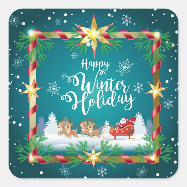 Christmas Winter Fairy Tale Fantasy Snowy Land Square Sticker (Front)