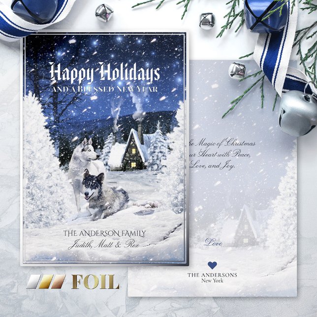 Christmas Winter Fairy Tale, Wolves in Snow - Foil Holiday Card (Creator Uploaded)