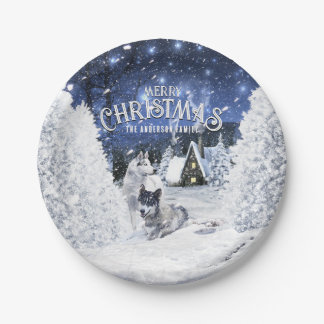 Christmas Winter Fairy Tale, Wolves in Snow - Paper Plate