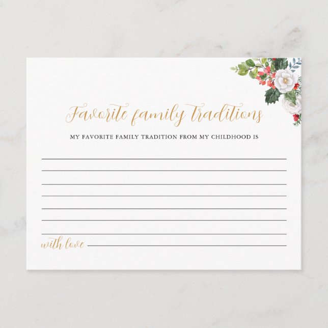 Christmas Winter Family Traditions Bridal Shower Enclosure Card (Front)