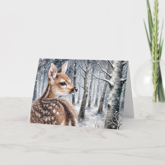 Christmas Winter Fawn Holiday Card (Front)