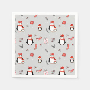 Christmas Winter Festive Family Penguin Party Napkin