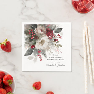 Christmas Winter Floral Bible Christian Wedding  Napkin