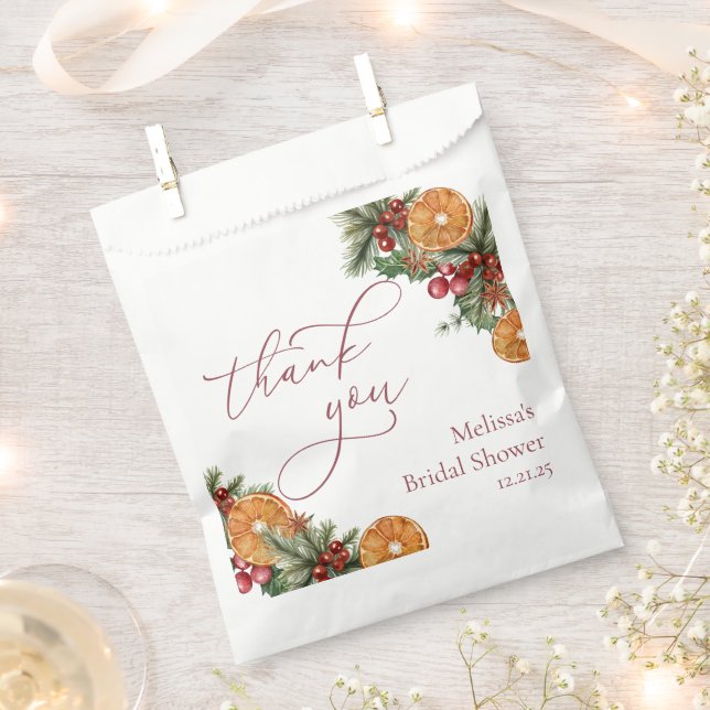Christmas Winter Floral Bridal Shower Favour Bags (Clipped)