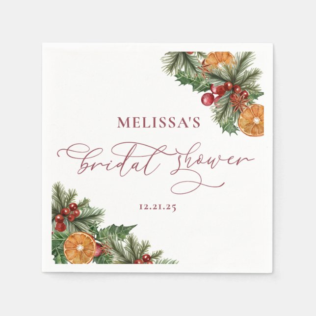 Christmas Winter Floral Bridal Shower Napkin (Front)