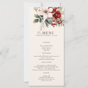 Christmas Winter Floral Elegant Wedding Menu