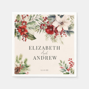 Christmas Winter Floral    Wedding  Napkin
