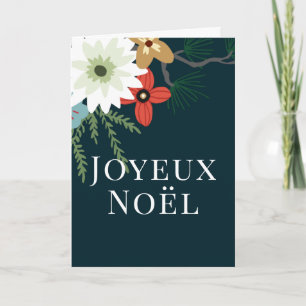Christmas Winter Flowers Joyeux Noël Holiday Card