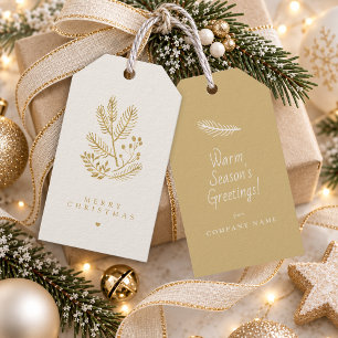 Christmas Winter Foliage Motif Gold Ivory ID1336 Gift Tags