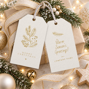 Christmas Winter Foliage Motif Ivory Gold ID1336 Gift Tags