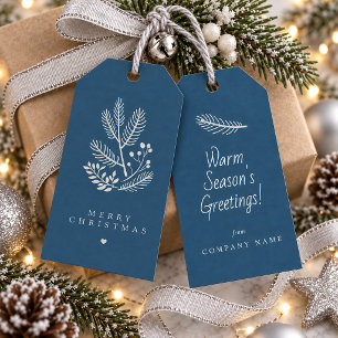 Christmas Winter Foliage Motif Slate Silver ID1336 Gift Tags