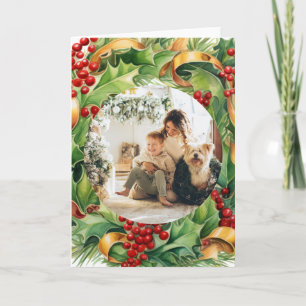Christmas Winter Foliage Photo Frame Holiday Card