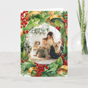 Christmas Winter Foliage Photo Frame Holiday Card