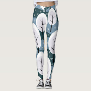 Christmas Winter Forest: Animals Seamless Pattern Leggings