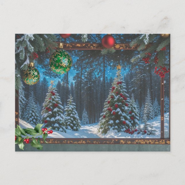 Christmas Winter Forest  Holiday Postcard (Front)