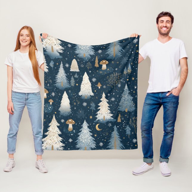 Christmas Winter Forest Pine Tree Pattern Fleece Blanket (In Situ)