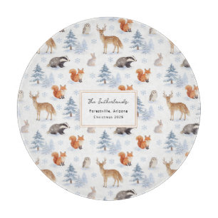 Christmas Winter Forest Wildlife Snow Scene Custom Cutting Board