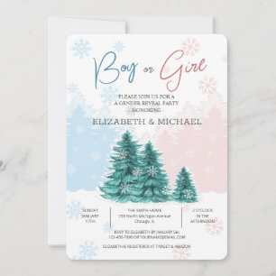 Christmas Winter Gender Reveal Party invitation