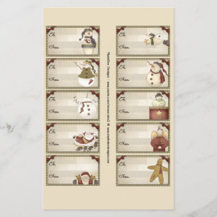 Christmas & Winter Gift Tags on a Sheet