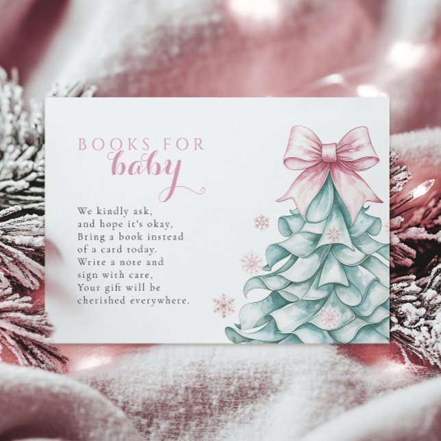 Christmas Winter Girl Baby Shower Books for Baby Enclosure Card (Creator Uploaded)