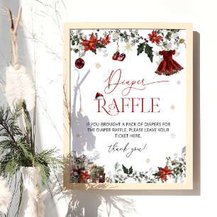 Christmas Winter Girl Baby Shower Diaper Raffle Poster