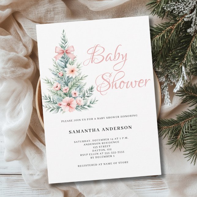 Christmas Winter Girl Baby Shower Invitation (Creator Uploaded)