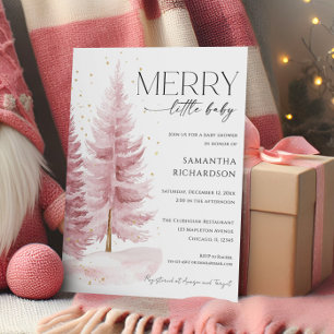 Christmas Winter Girl Merry Little Baby Shower Invitation