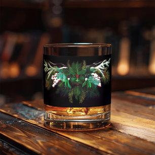 Christmas Winter Green Man Whiskey Glass