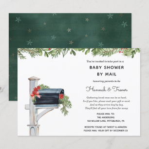 Christmas Winter Greenery Mailbox Shower by Mail Invitation