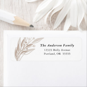 Christmas Winter Greenery Tan Return Address